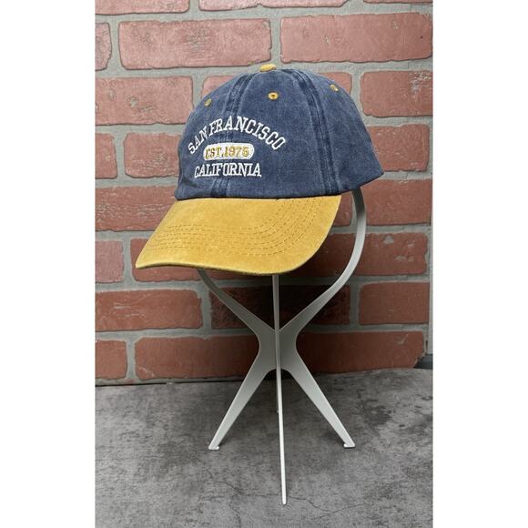 NWOT San Francisco Hat Vintage Style Baseball Cap Denim Gold Bill Dad Hat Small - Picture 2 of 9